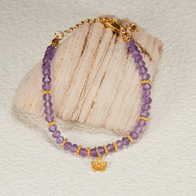 Olivenorma Natural Amethyst Beads Flower Pendant Bracelet Necklace