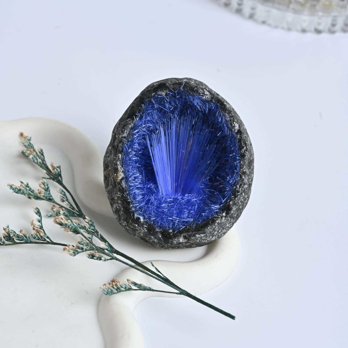 Olivenorma Blue Hair Ore Cluster Needle Egg Gemstone Decoration