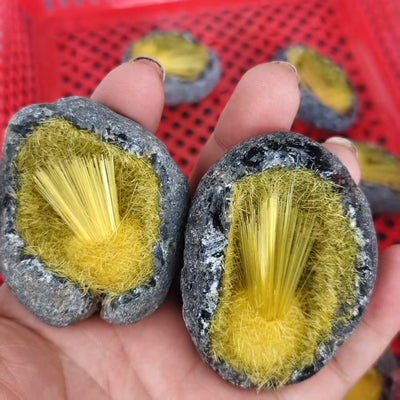 Olivenorma Blue Hair Ore Cluster Needle Egg Gemstone Decoration