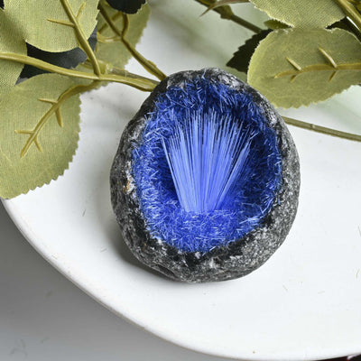 Olivenorma Blue Hair Ore Cluster Needle Egg Gemstone Decoration