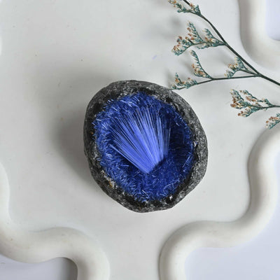 Olivenorma Blue Hair Ore Cluster Needle Egg Gemstone Decoration