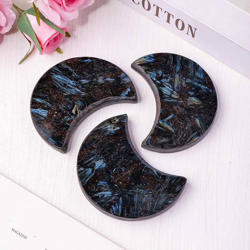 Olivenorma Arfvedsonite Tumbled Stone Moon Cut Gemstone Decoration