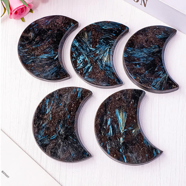 Olivenorma Arfvedsonite Tumbled Stone Moon Cut Gemstone Decoration