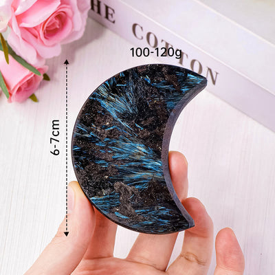 Olivenorma Arfvedsonite Tumbled Stone Moon Cut Gemstone Decoration