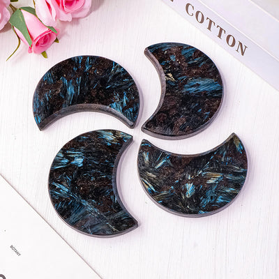 Olivenorma Arfvedsonite Tumbled Stone Moon Cut Gemstone Decoration