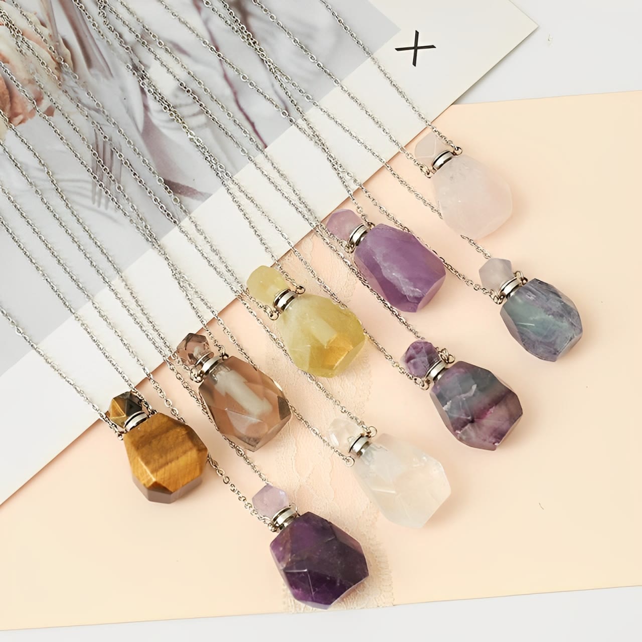 Olivenorma Crystal Essential Oil Diffuser Perfume Bottle Necklace