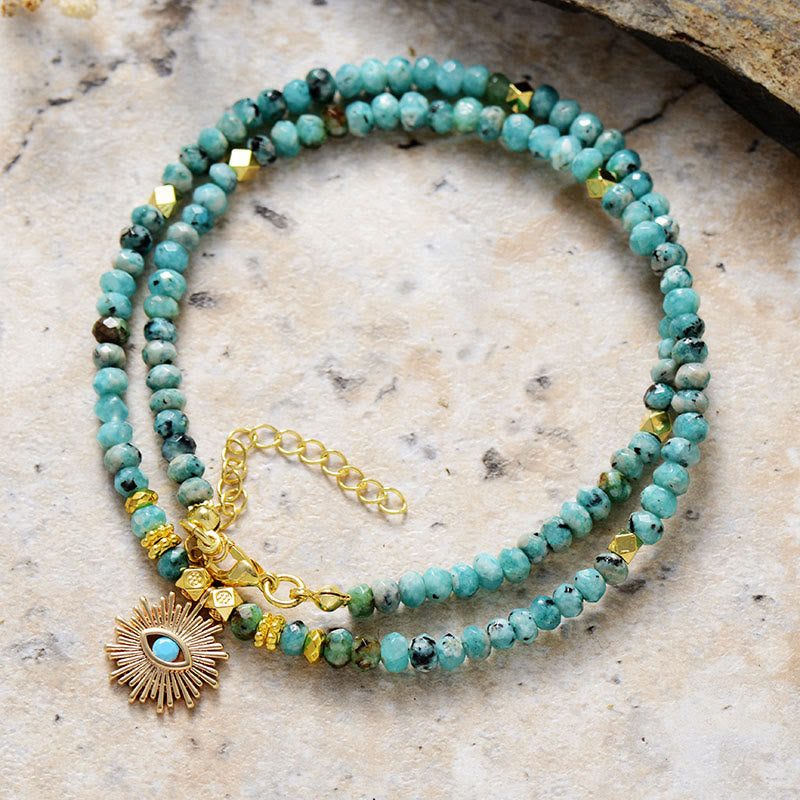 Olivenorma Emperor Stone Beaded Turquoise Pendant Necklace