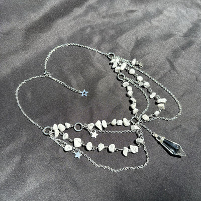 Olivenorma Star Pendant Natural Stone Layered Choker Necklace