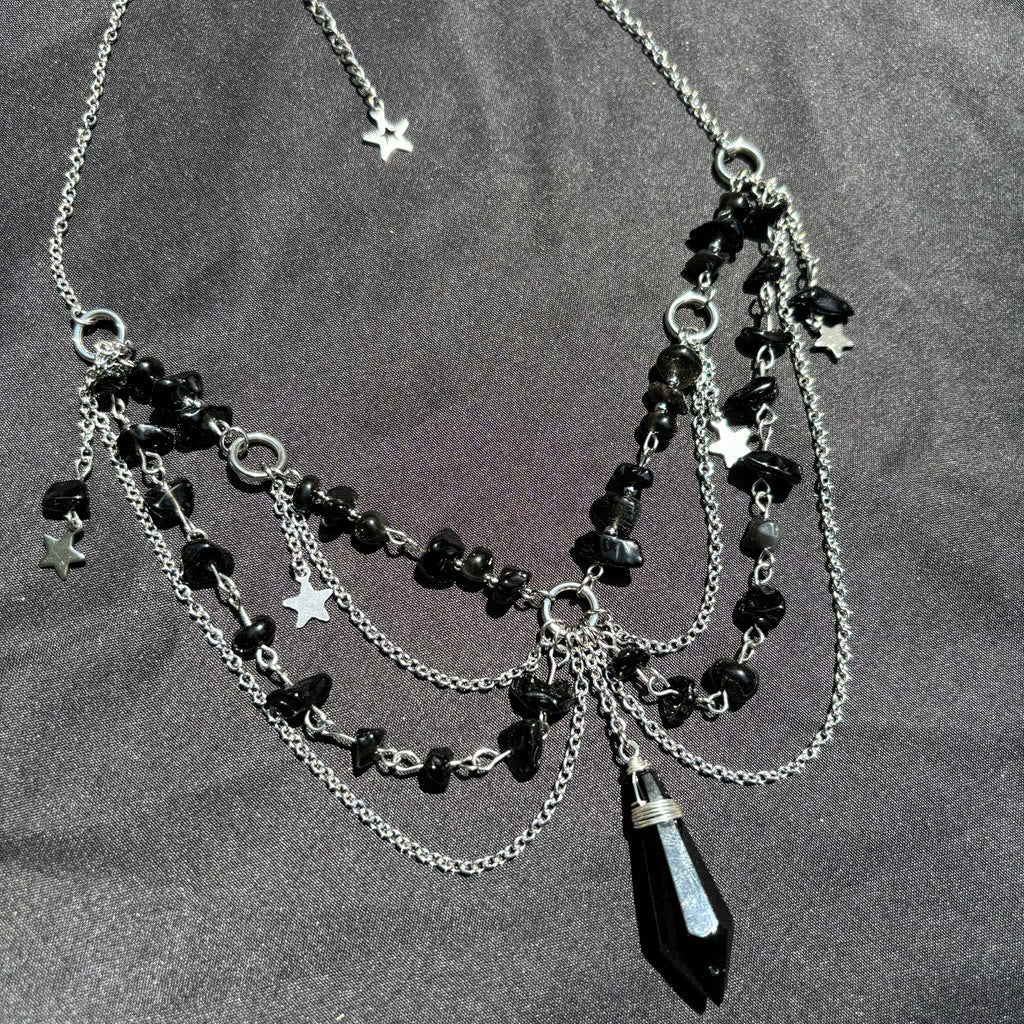 Olivenorma Star Pendant Natural Stone Layered Choker Necklace