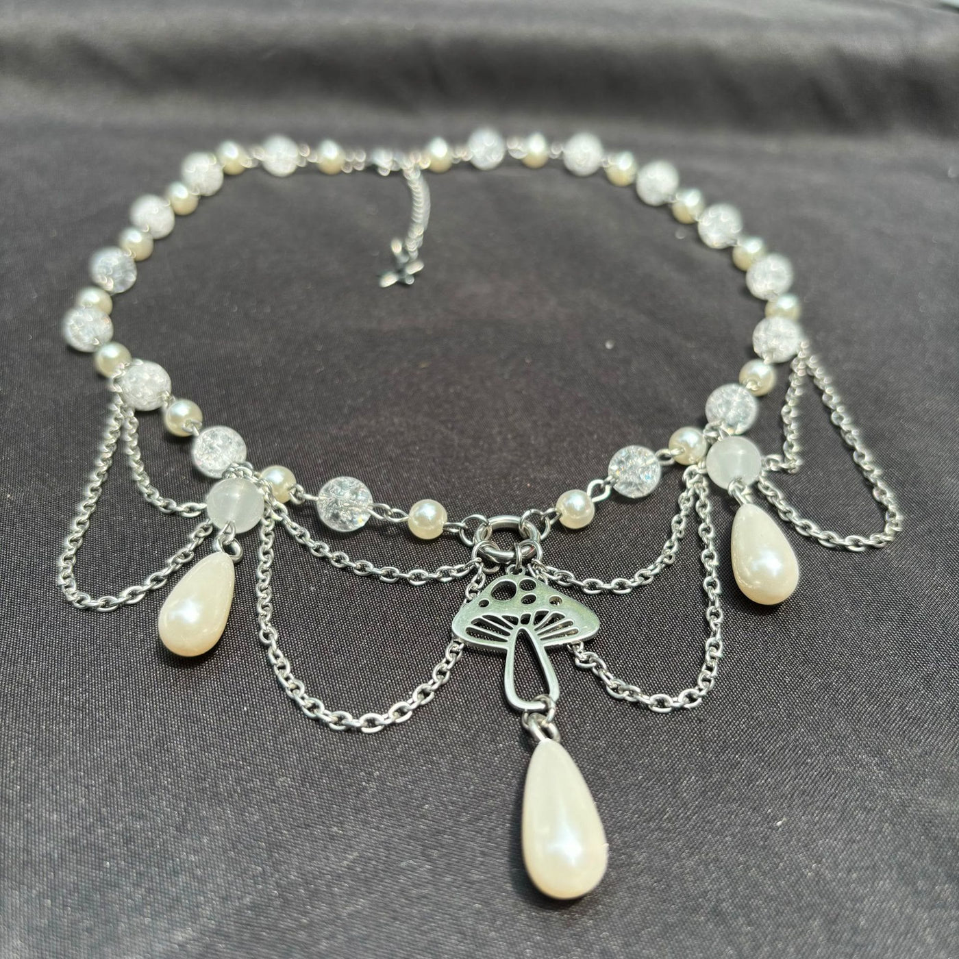 Olivenorma Freshwater Pearl Pendant Layered Choker Necklace