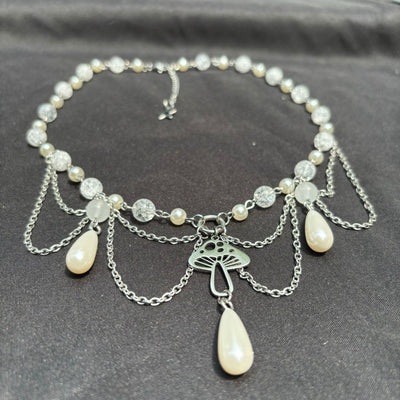 Olivenorma Freshwater Pearl Pendant Layered Choker Necklace
