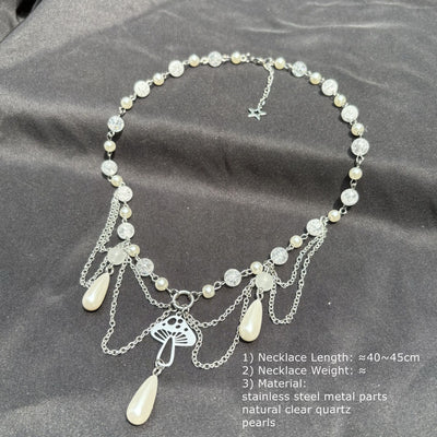 Olivenorma Freshwater Pearl Pendant Layered Choker Necklace