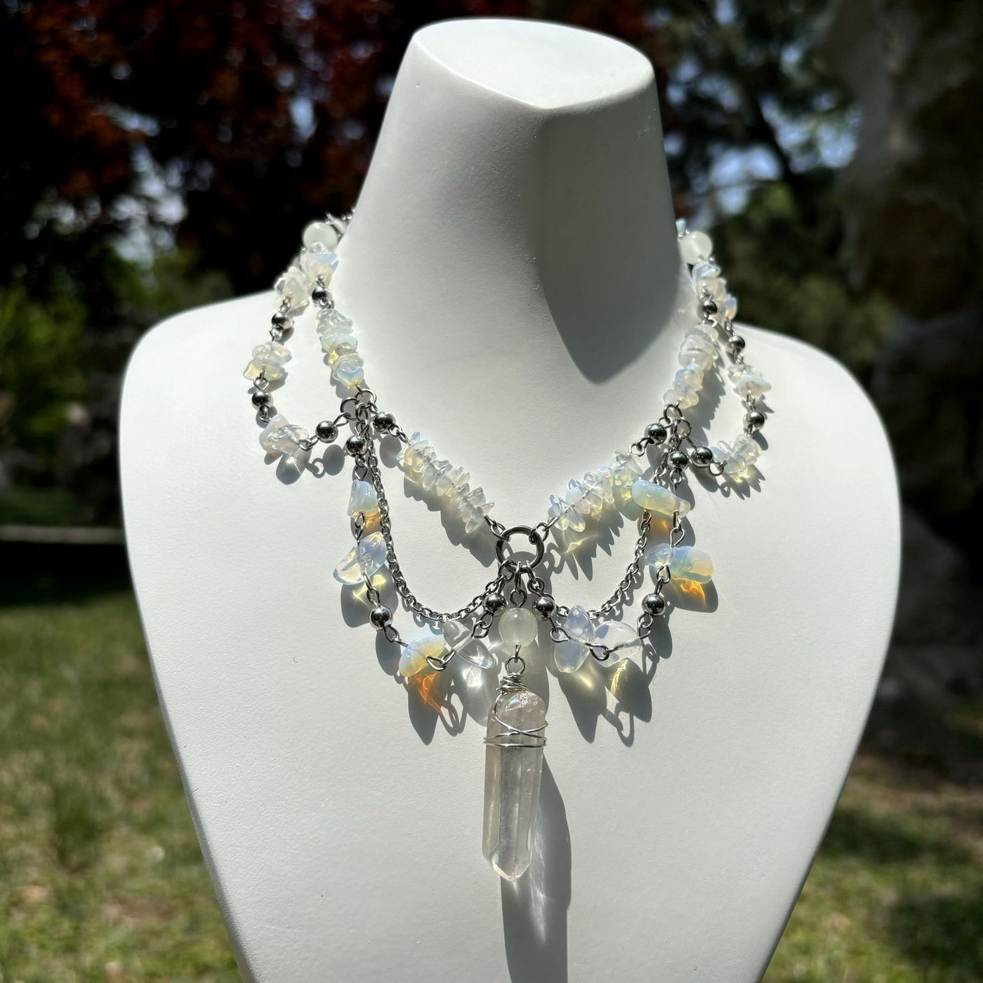 Olivenorma Natural Opalite Layered Choker Necklace