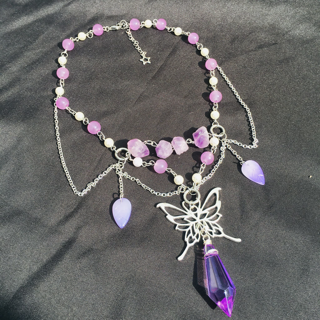 Olivenorma Amethyst Freshwater Pearl Layered Choker Necklace