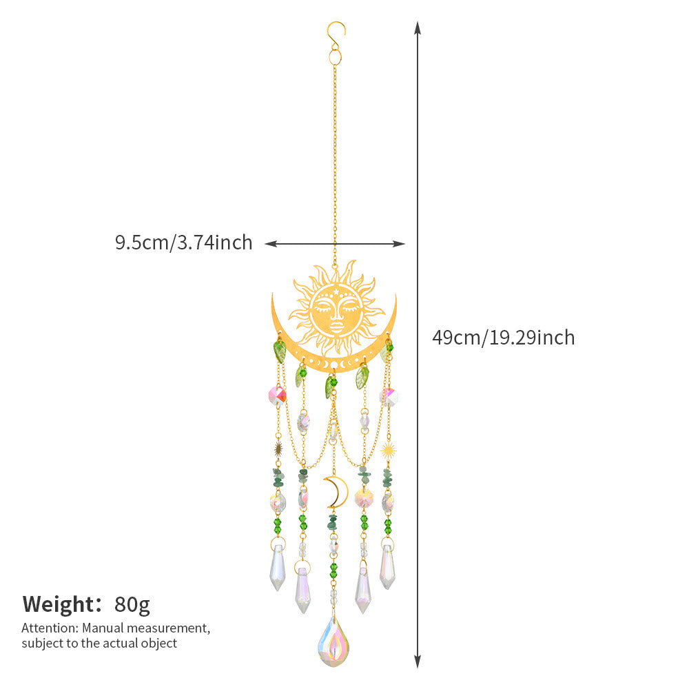 Olivenorma Natural Crystal Sun Moon Suncatcher Wind Chime
