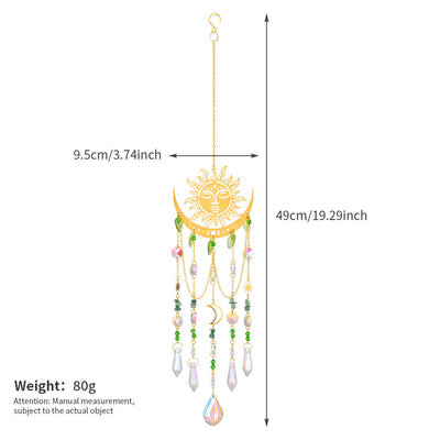 Olivenorma Natural Crystal Sun Moon Suncatcher Wind Chime
