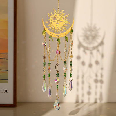 Olivenorma Natural Crystal Sun Moon Suncatcher Wind Chime