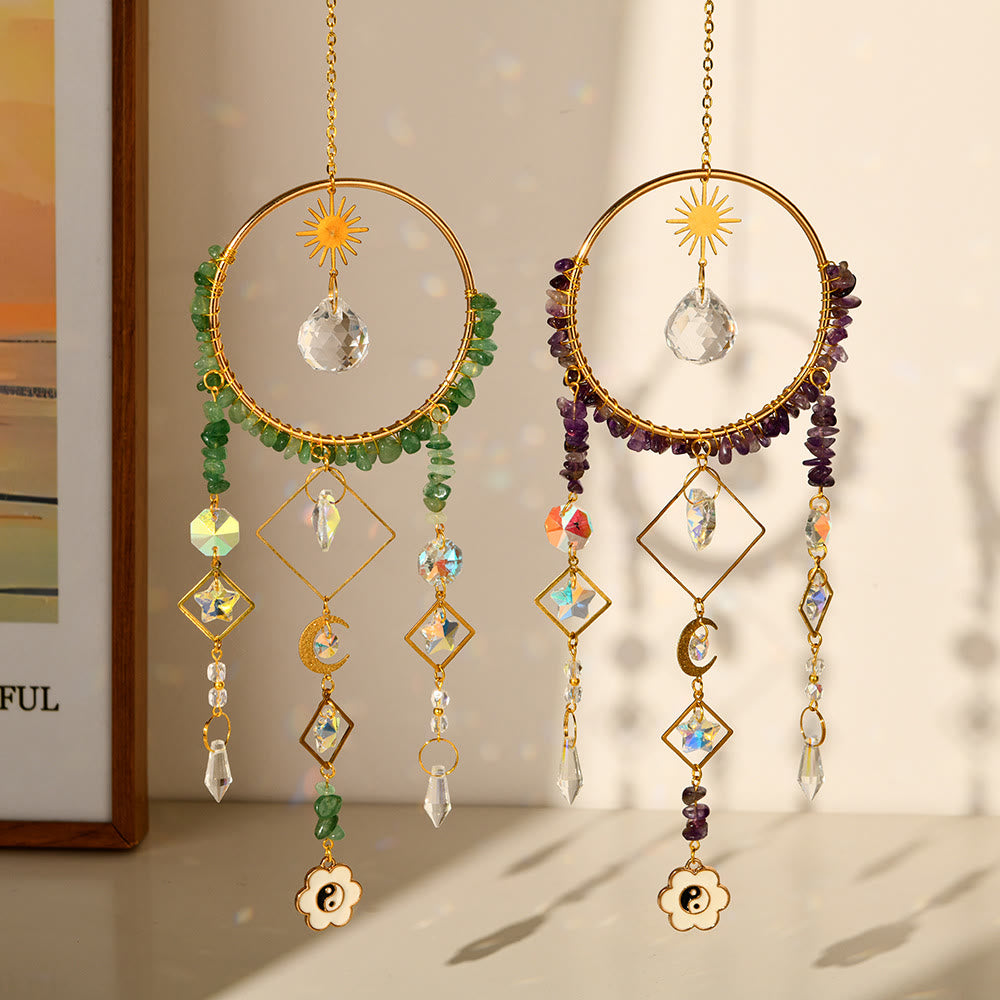 Olivenorma Crystal Geometric Circle Pendant Suncatcher Wind Chime