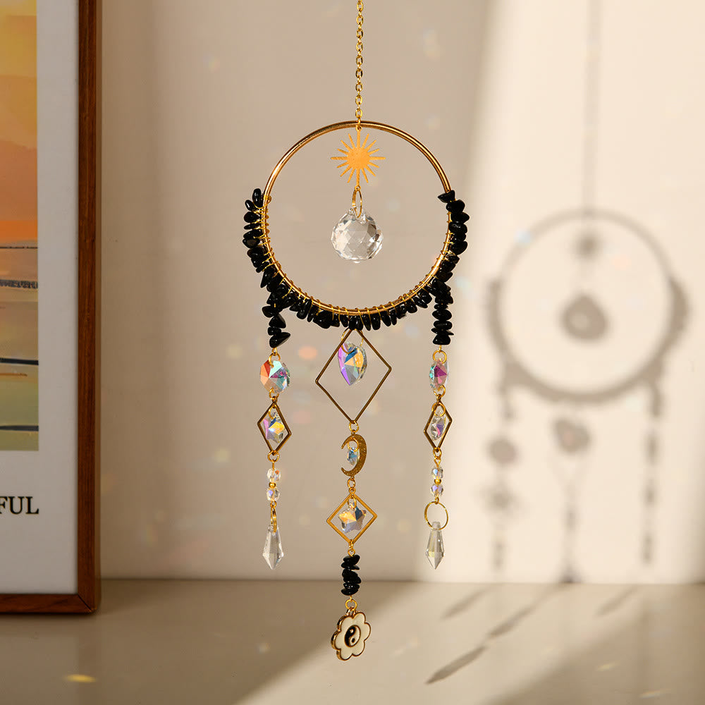 Olivenorma Crystal Geometric Circle Pendant Suncatcher Wind Chime