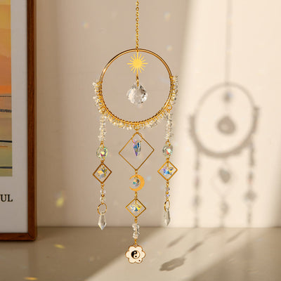 Olivenorma Crystal Geometric Circle Pendant Suncatcher Wind Chime