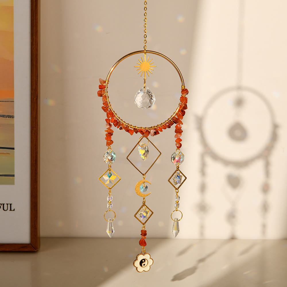 Olivenorma Crystal Geometric Circle Pendant Suncatcher Wind Chime