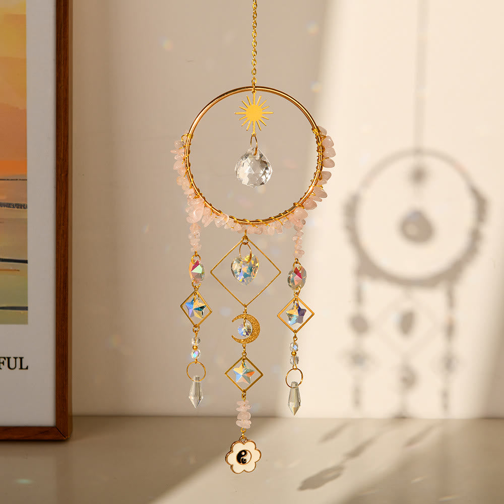 Olivenorma Crystal Geometric Circle Pendant Suncatcher Wind Chime