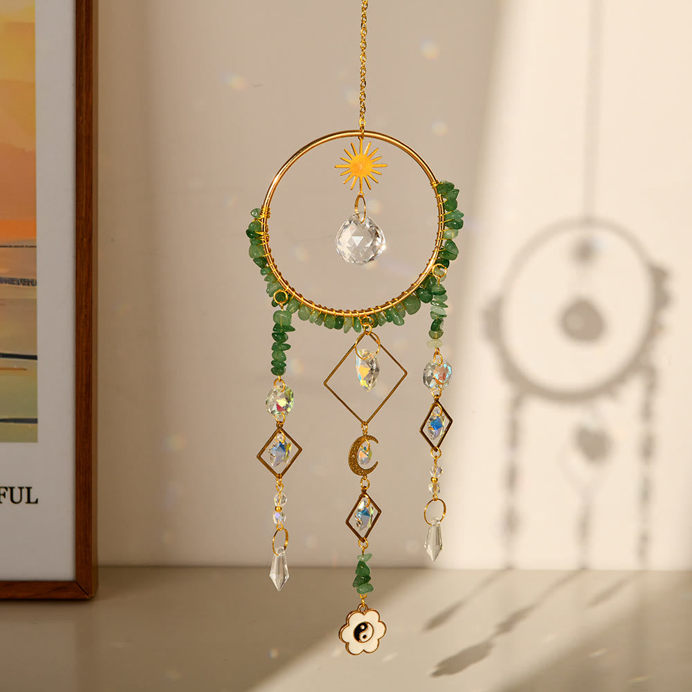 Olivenorma Crystal Geometric Circle Pendant Suncatcher Wind Chime
