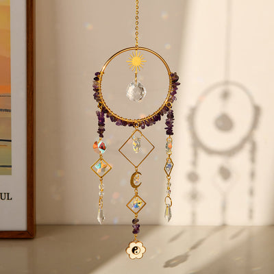 Olivenorma Crystal Geometric Circle Pendant Suncatcher Wind Chime