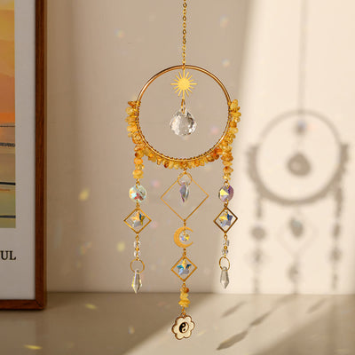 Olivenorma Crystal Geometric Circle Pendant Suncatcher Wind Chime