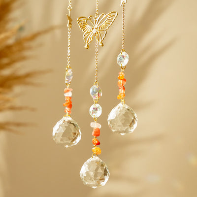 Olivenorma Natural Crystal Vine Moon Butterfly Wind Chime