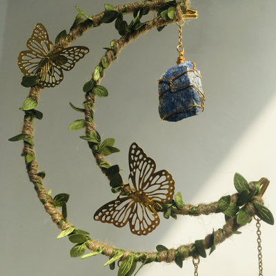 Olivenorma Natural Crystal Vine Moon Butterfly Wind Chime