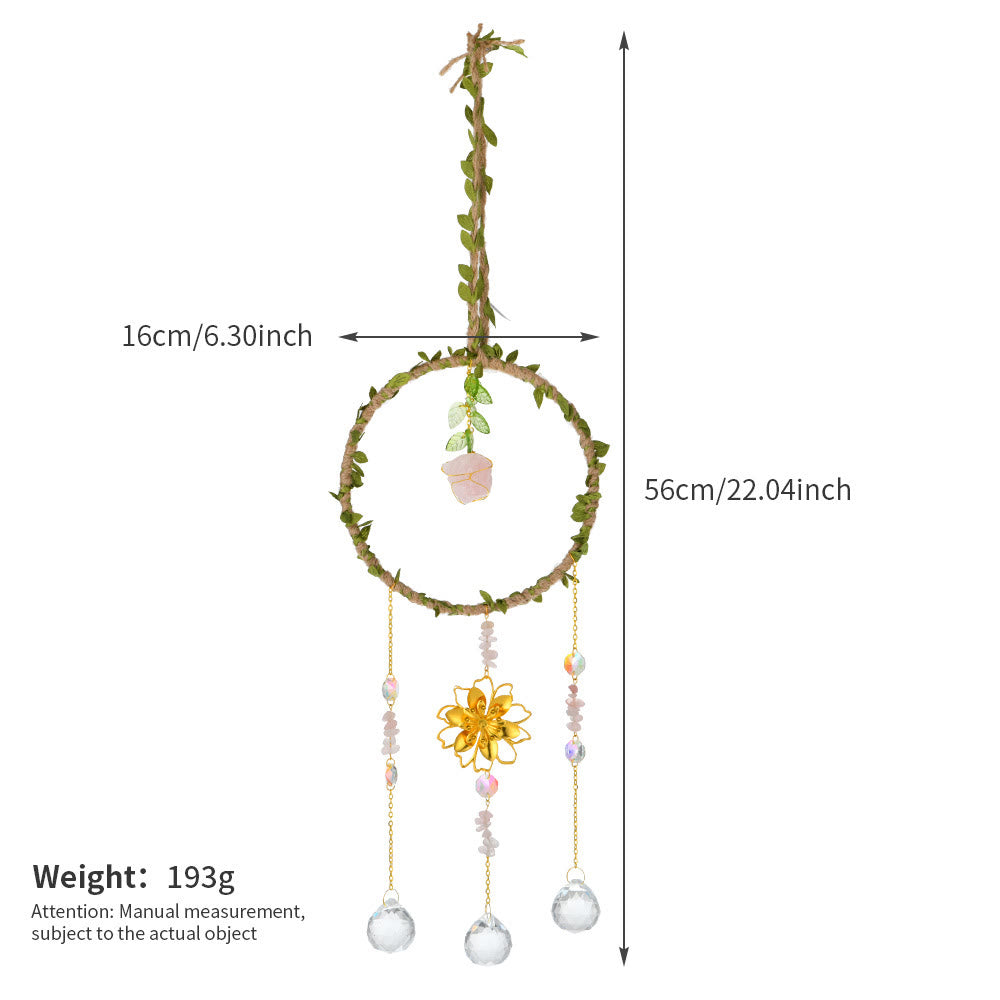 Olivenorma Natural Crystal Vine Ring Lotus Wind Chime