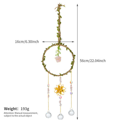 Olivenorma Natural Crystal Vine Ring Lotus Wind Chime
