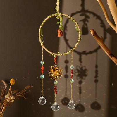 Olivenorma Natural Crystal Vine Ring Lotus Wind Chime