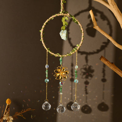 Olivenorma Natural Crystal Vine Ring Lotus Wind Chime