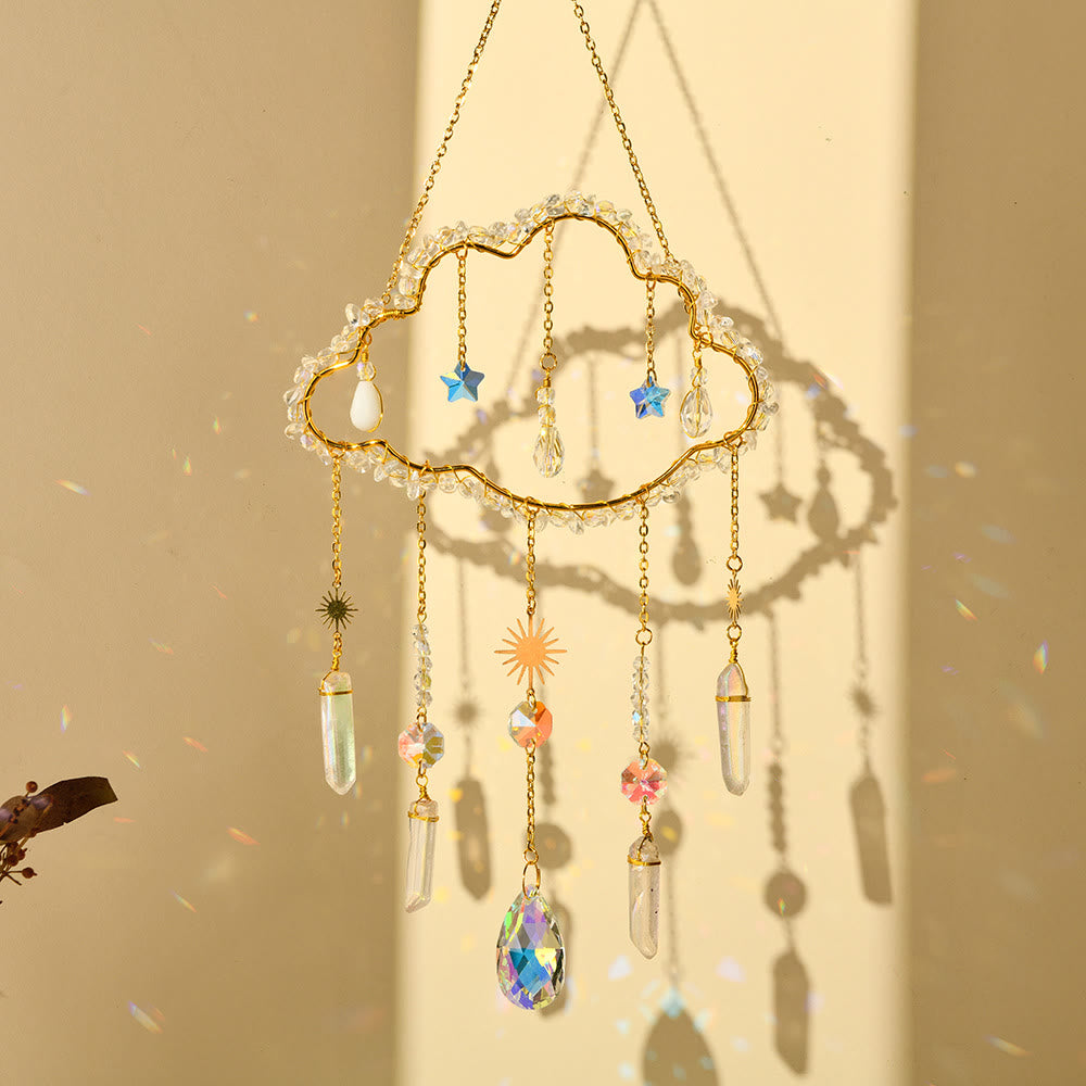 Olivenorma Amethyst Rose Quartz Gravel Cloud Wind Chime