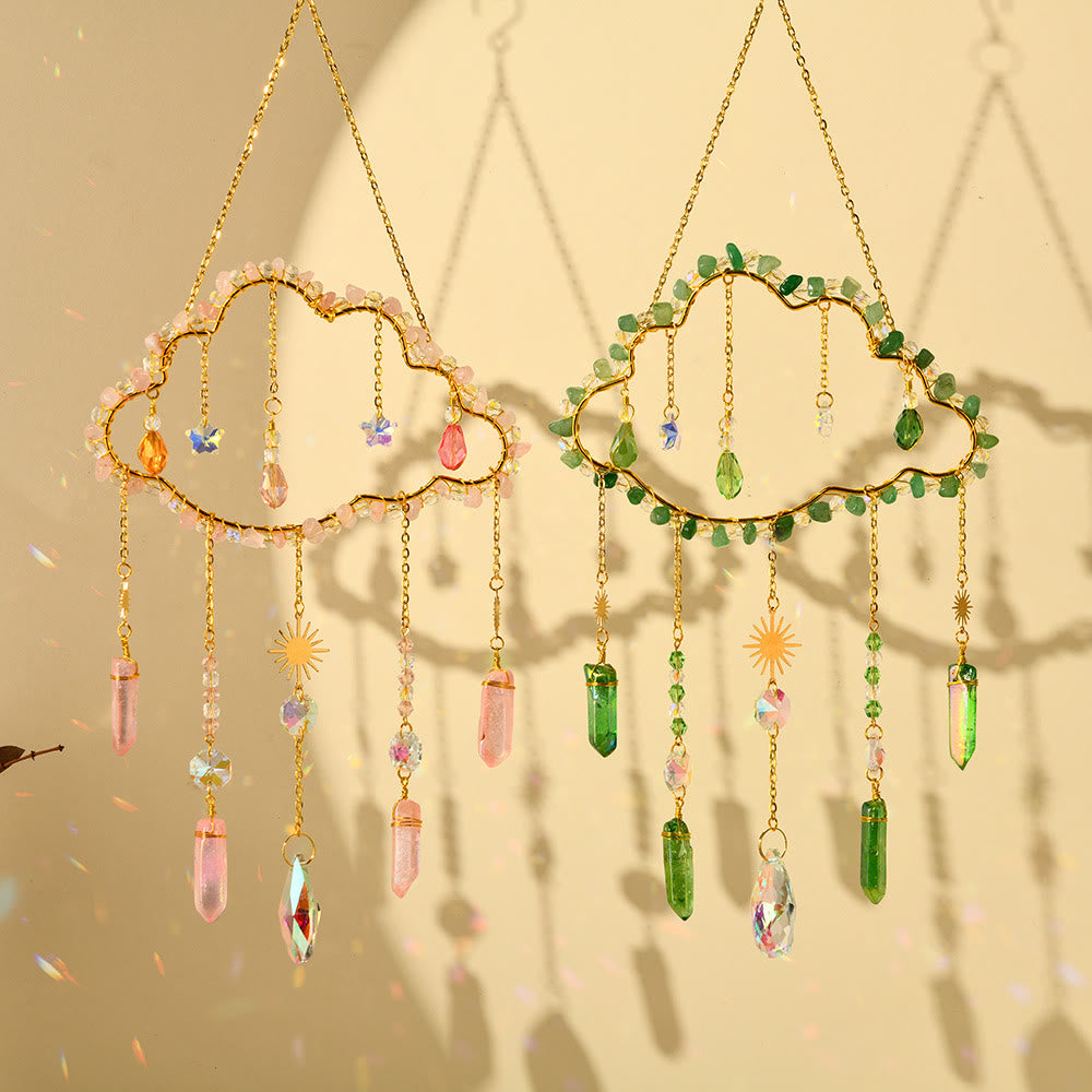 Olivenorma Amethyst Rose Quartz Gravel Cloud Wind Chime