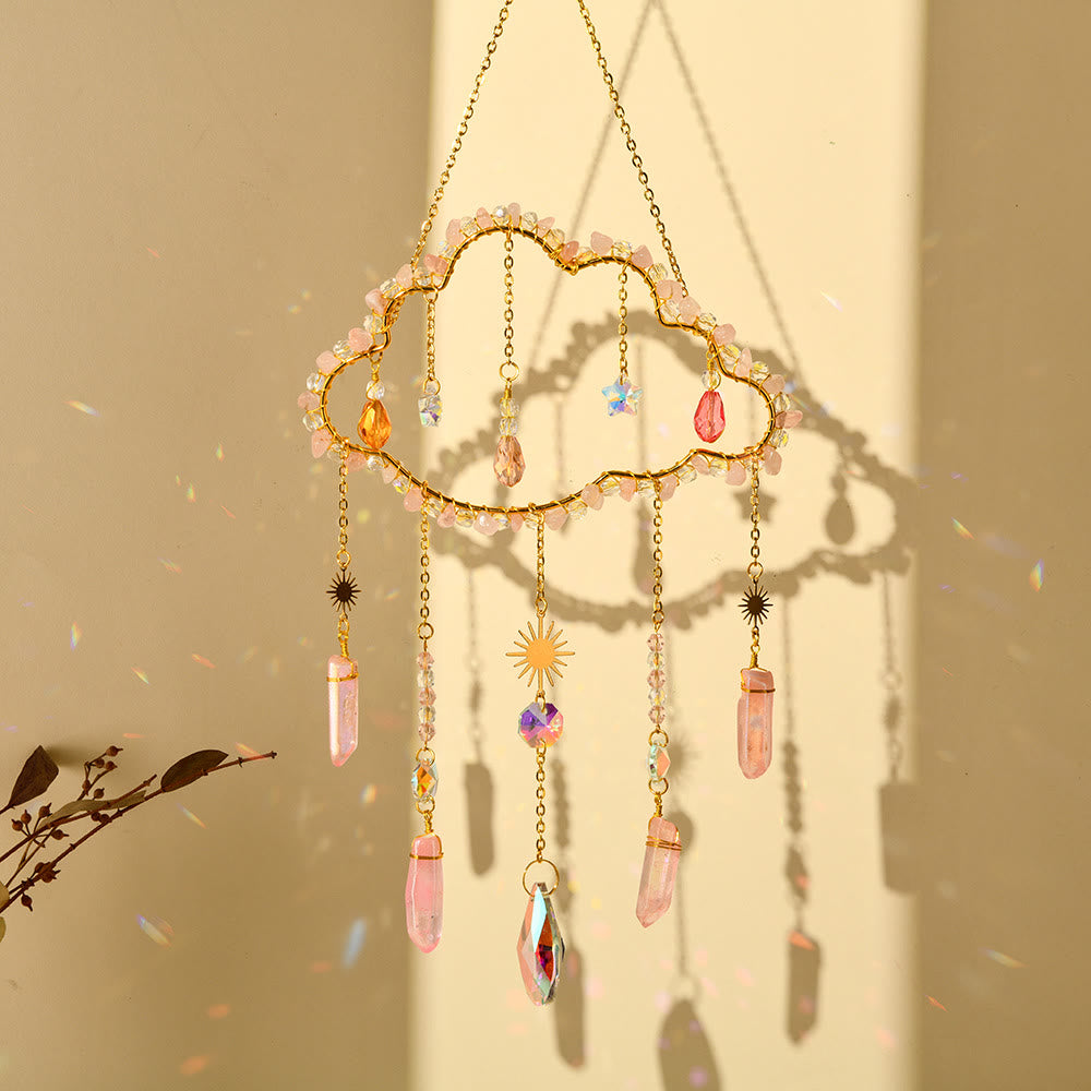 Olivenorma Amethyst Rose Quartz Gravel Cloud Wind Chime
