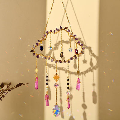 Olivenorma Amethyst Rose Quartz Gravel Cloud Wind Chime