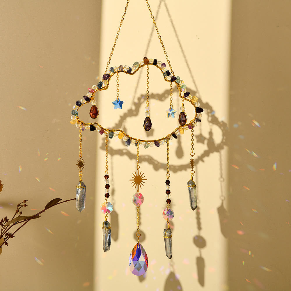 Olivenorma Amethyst Rose Quartz Gravel Cloud Wind Chime