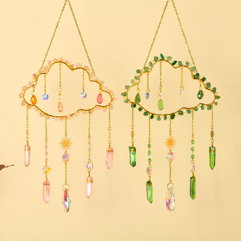 Olivenorma Amethyst Rose Quartz Gravel Cloud Wind Chime