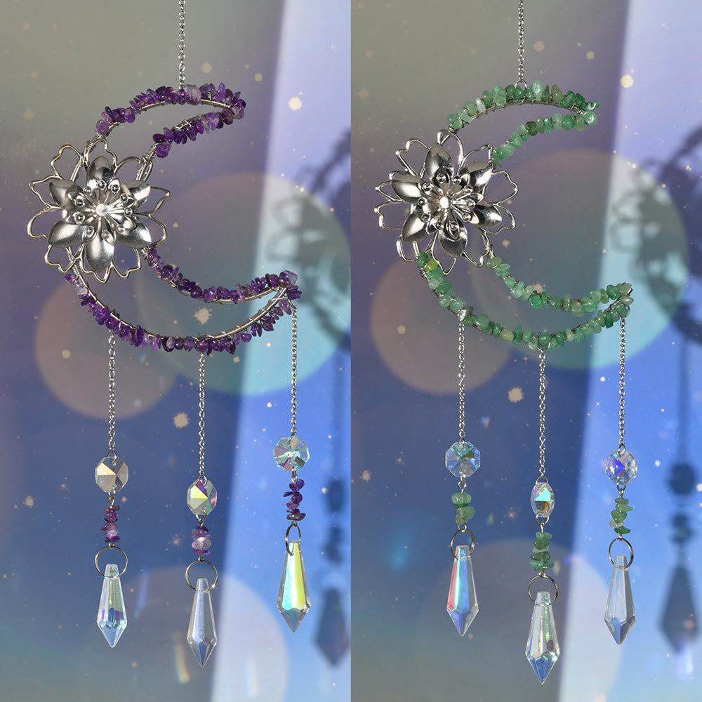 Olivenorma Natural Gravel Moon Lotus Wind Chime