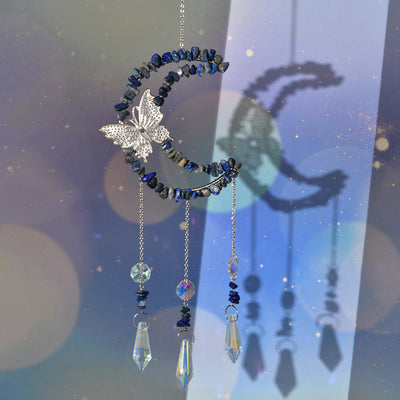 Olivenorma Natural Crystal Moon Butterfly Wind Chime