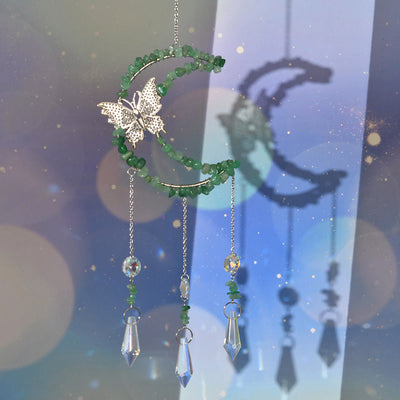 Olivenorma Natural Crystal Moon Butterfly Wind Chime