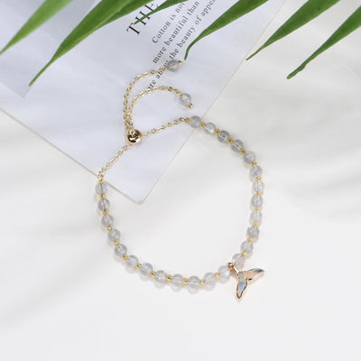 Olivenorma Natural Labradorite Beads Whale Tail Pendant Bracelet