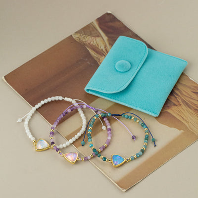 Olivenorma Natural Crystal Beads Colored Opal Pendant Bracelet