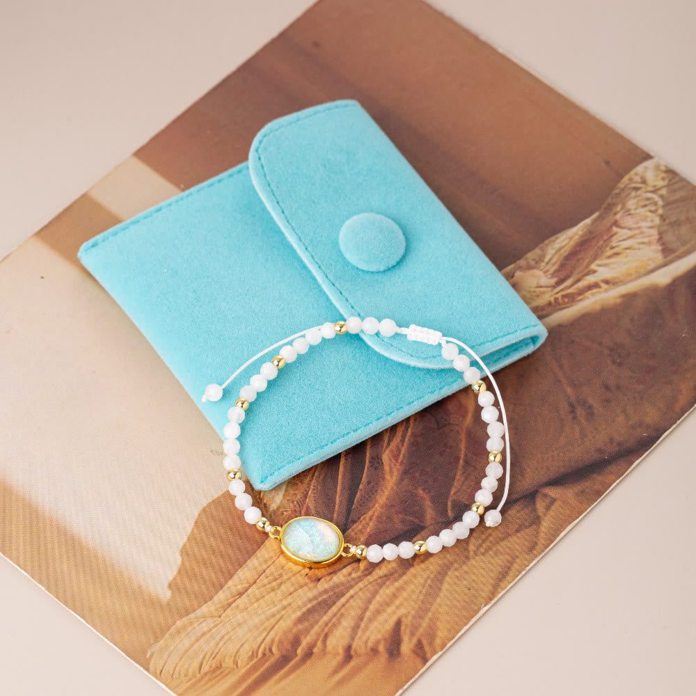 Olivenorma Natural Crystal Beads Colored Opal Pendant Bracelet