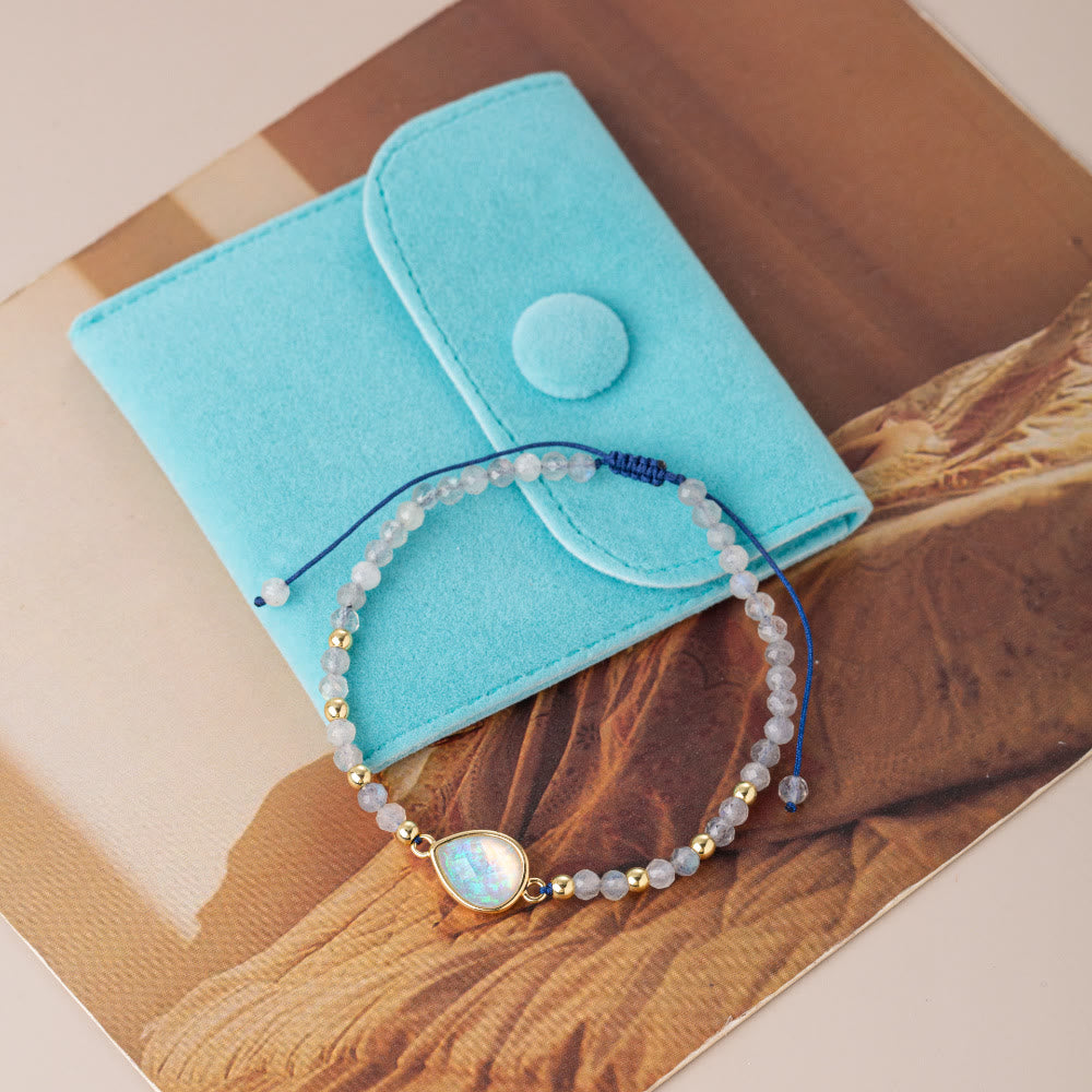 Olivenorma Natural Crystal Beads Colored Opal Pendant Bracelet