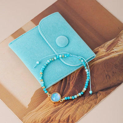 Olivenorma Natural Crystal Beads Colored Opal Pendant Bracelet