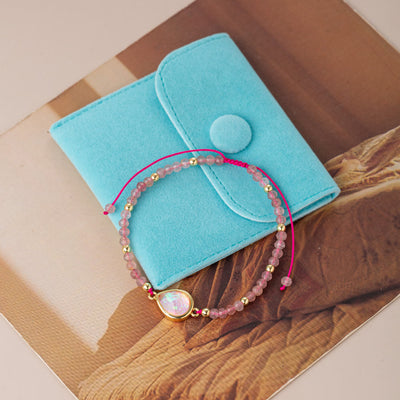Olivenorma Natural Crystal Beads Colored Opal Pendant Bracelet